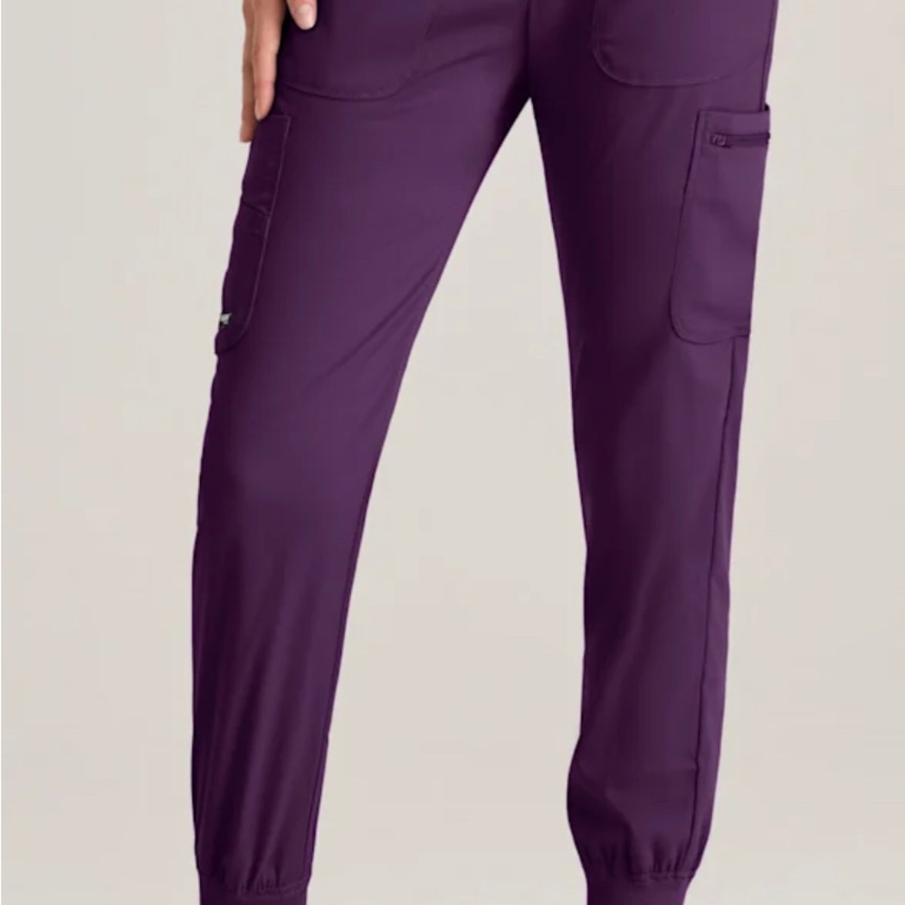 Greys Anatomy Spandex Stretch Carly 7-Pocket Mid-Rise Jogger Pant Eggplant XSP - Picture 4 of 12